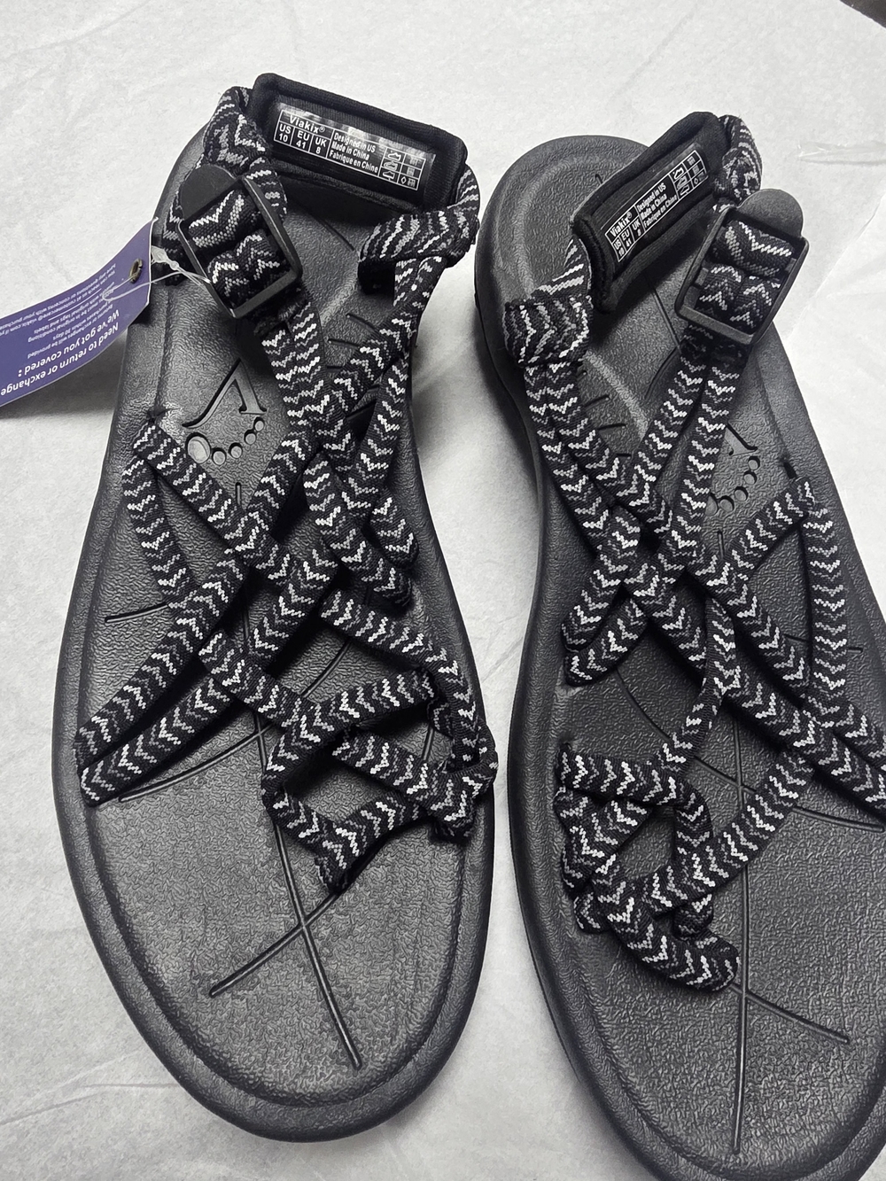 Woven Strap Black Women's Sandals - Lightweight Casual